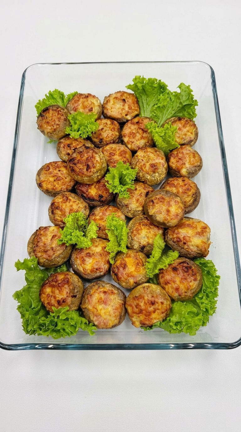 Шампиньоны фаршированные ветчиной и сыром